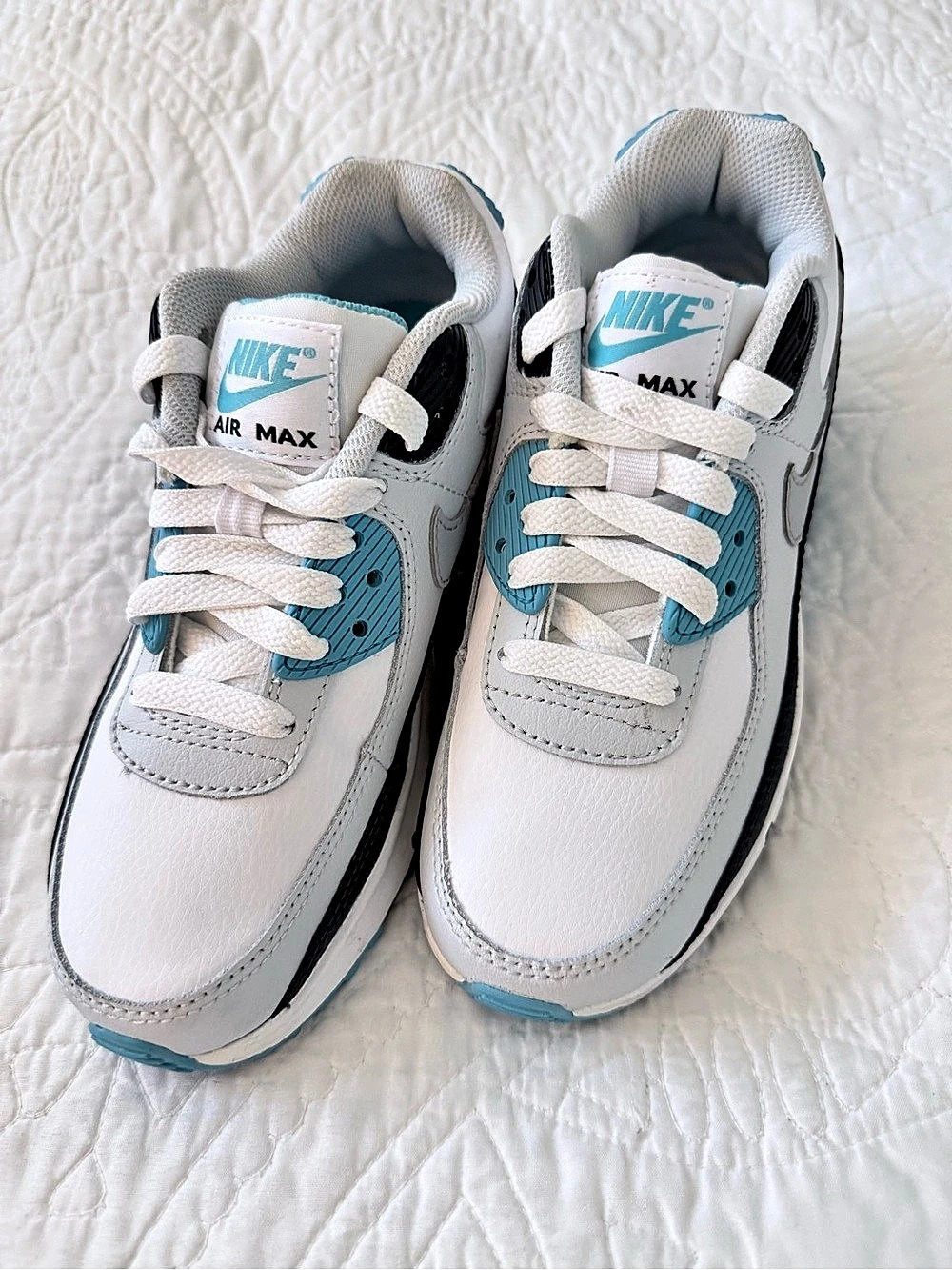 Nike Air Max 90 GS “White/Baltic Blue/Armory Navy/Wolf Grey US 2Y